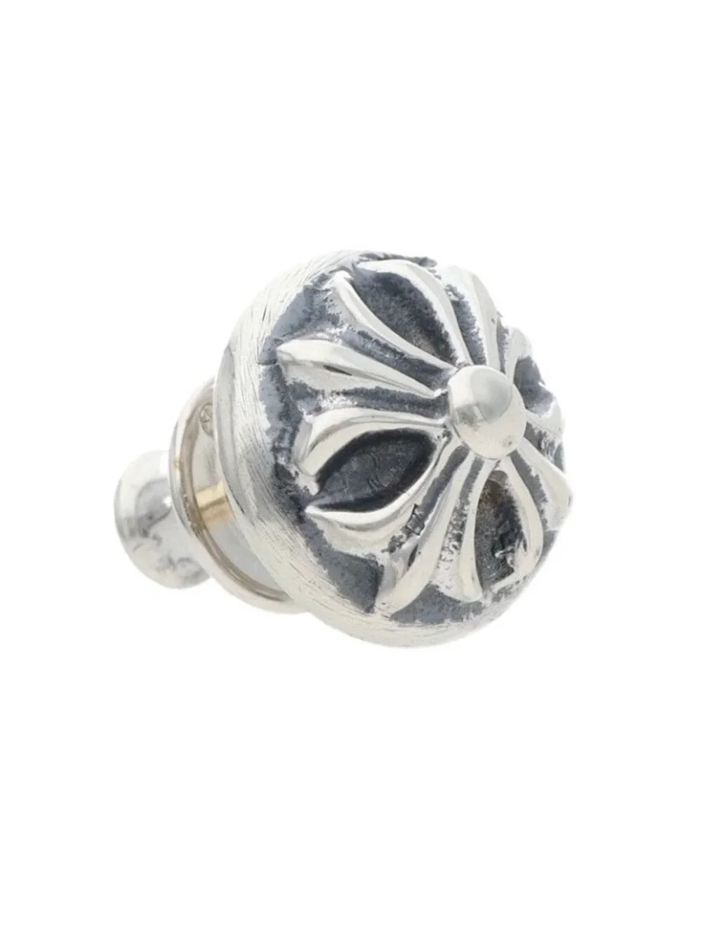 Chrome Hearts Stud Crsbll Cross Ball Silver Earrings